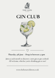Copy of Lion Gin Club Monthly Tastings & Cocktails