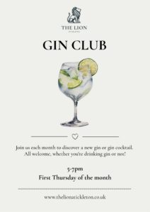 Lion Gin Club Monthly Tastings & Cocktails
