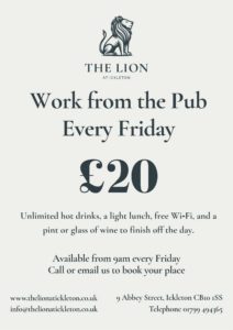 Work from the Pub Fridays Poster with Lion Logo