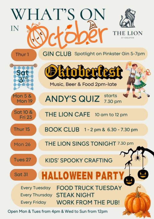 What's on at The Lion October 2026